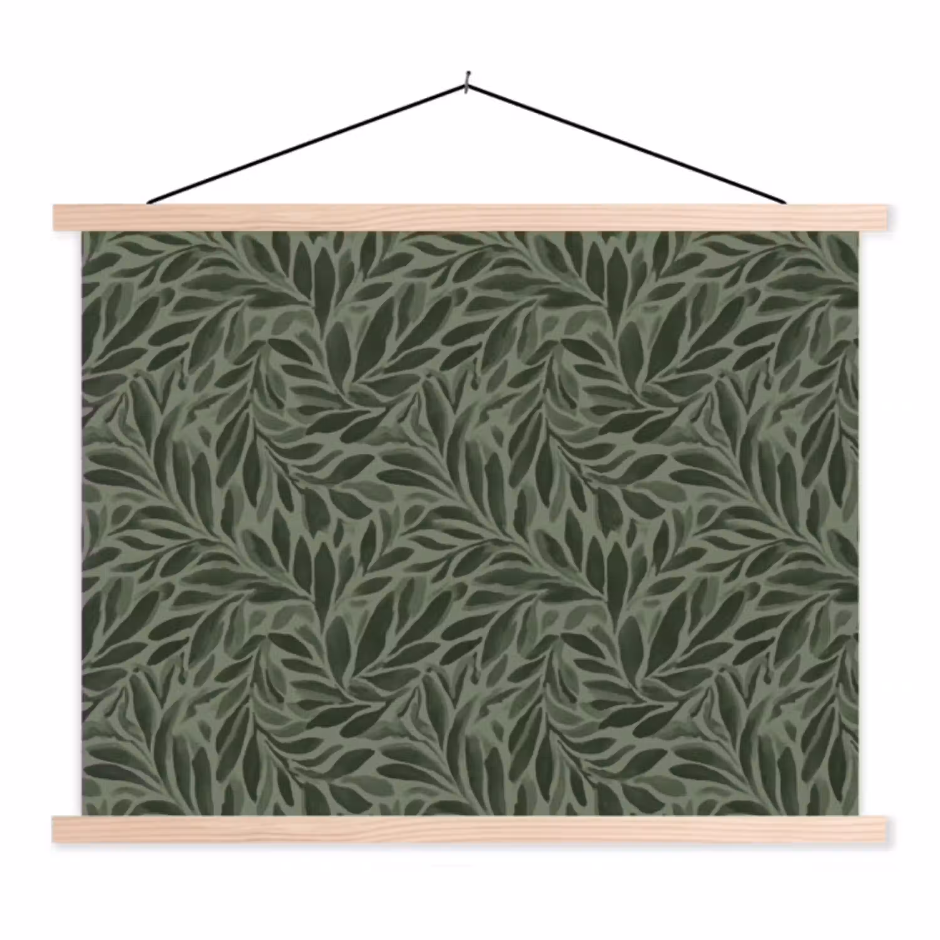 Bladeren - Organisch - Groen textielposter latten blank klein 122 -3d