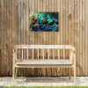 Veren - Pauwveren - Pauw - Blauw - Kunst Tuinposter op houten frame 2 cm dik klein -sfeer4