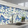 Vlinders - Bloemen - Blauw - Botanisch keuken achterwand 2 middel 871 -3d_schuin