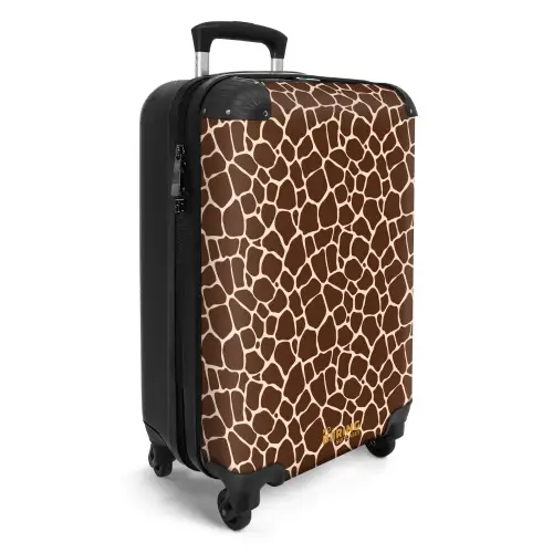 Donkerbruin giraffepatroon met beige aders NBS - Handbagage koffer - Kinderen Unisex middel -productfoto_3d