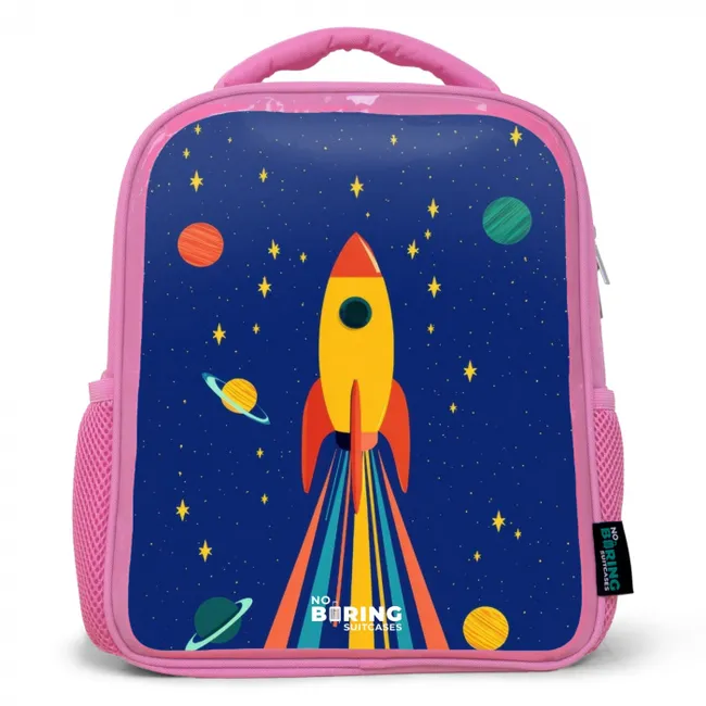 Kids' Backpacks Pink -. Rocket - Stars - Planet - Space