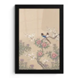 Bloemen - Vogels - Bloemen fotolijst zwart zonder passe partout klein -3d