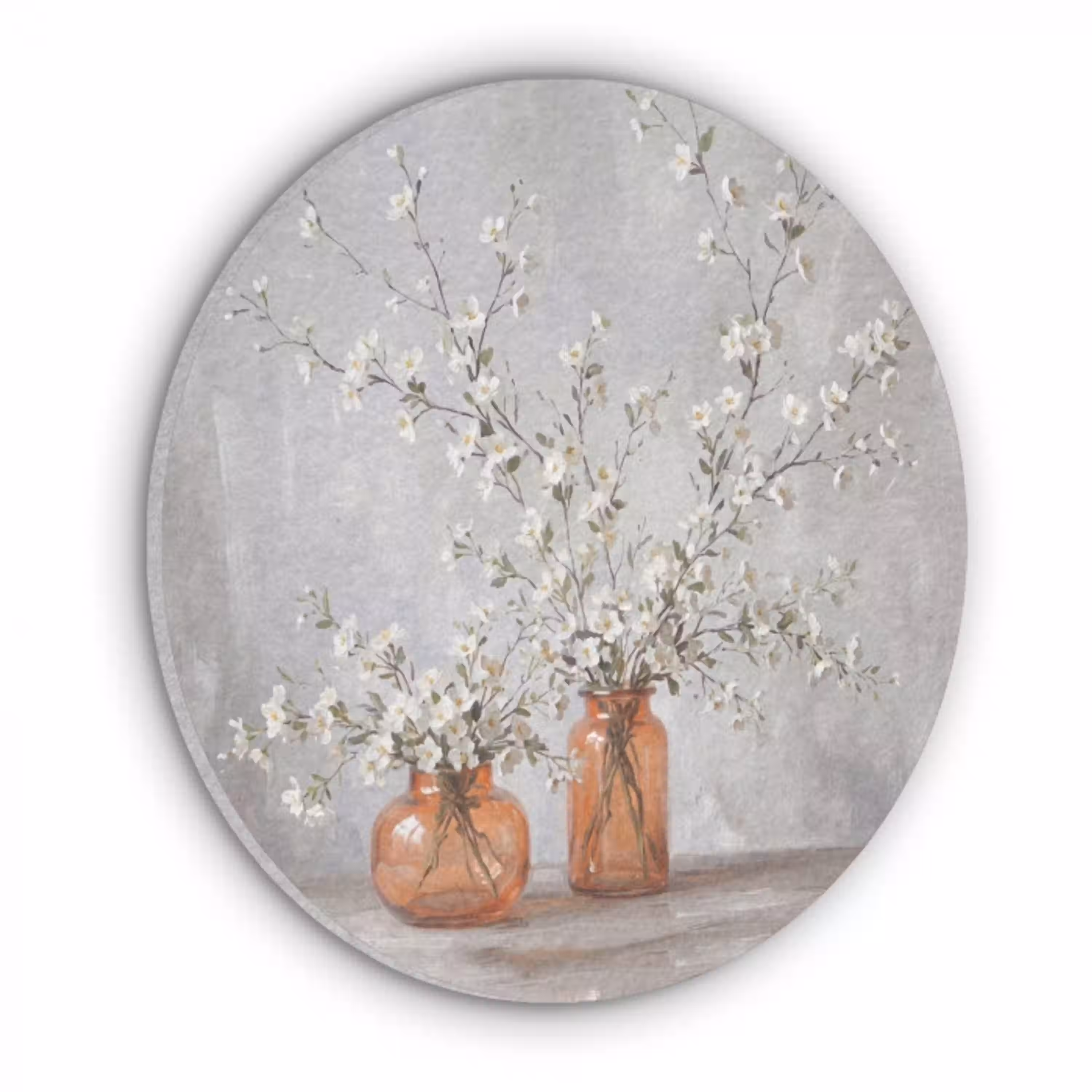 Vazen - Bloemen - Oranje Akoestische PET Vilt - Rond klein -3d