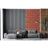 Rood - Beige - Patroon - Lijnen fotobehang vinyl groot 64 -bank