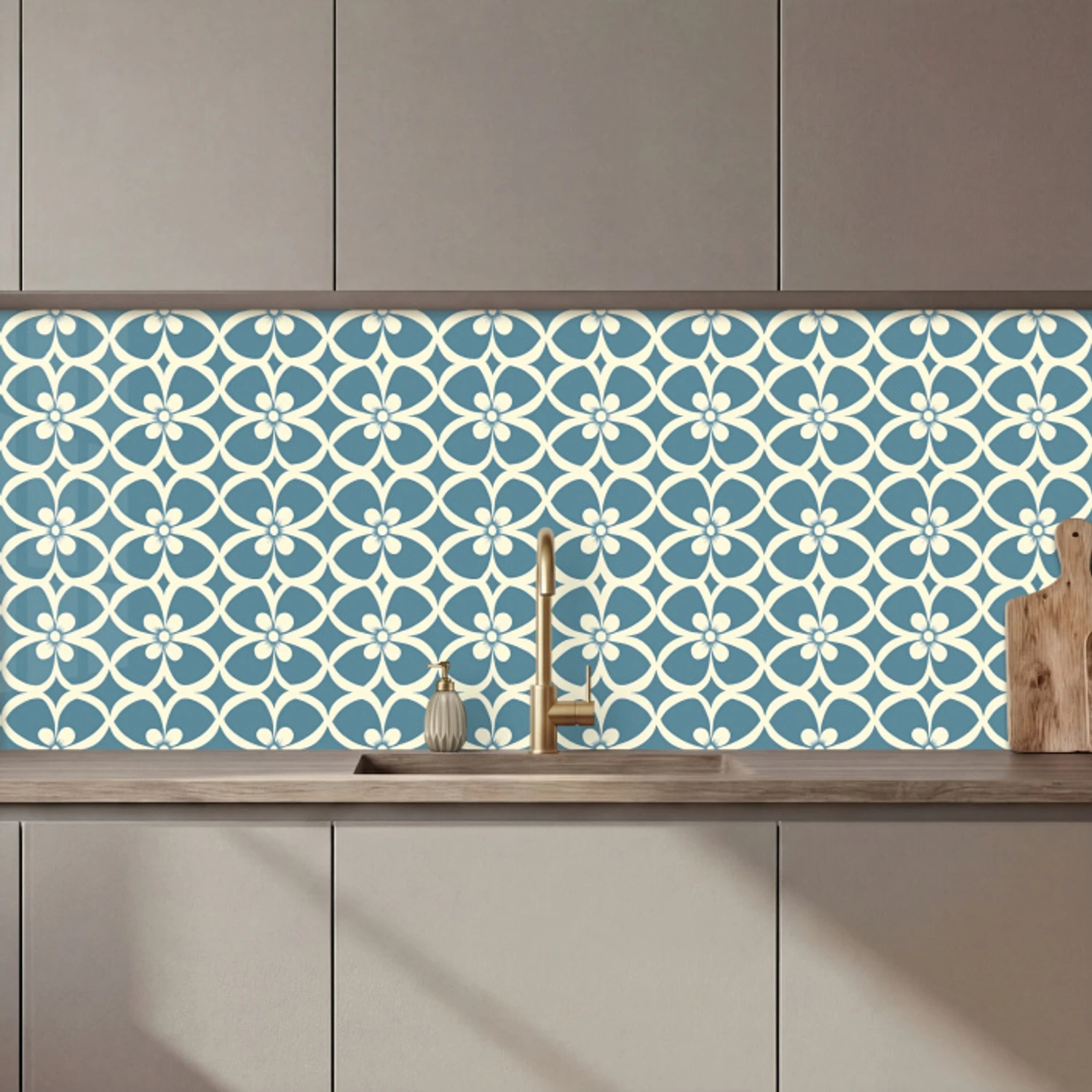 Kitchen splashback - Pattern - Symmetrical - Blue | Kitchenyeah.co.uk