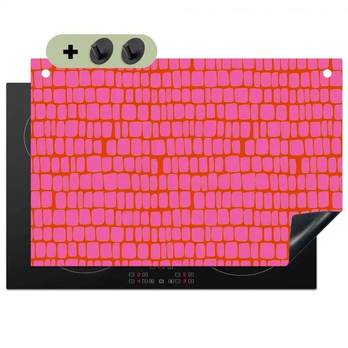Organisch - Raster - Roze Inductie beschemer met haakjes klein 777 -3d