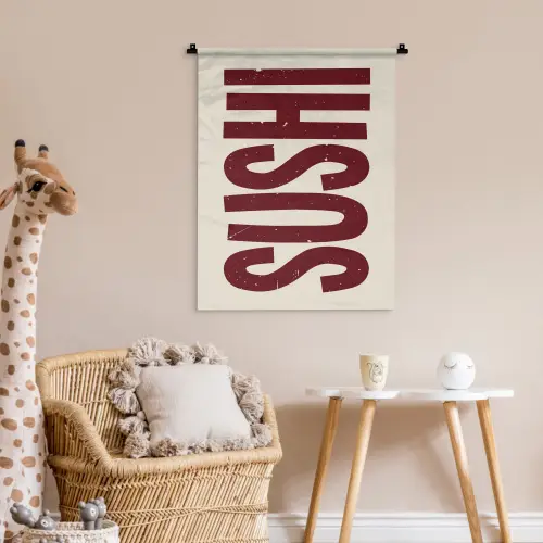 Sushi - Rood - Japandi - Decoratie Wandkleed katoen klein -wsfeer5_kind
