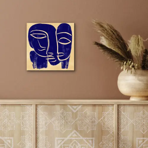 Okergeel - Blauw - Eenvoudige lijnen aluminium wit klein -sfeer4
