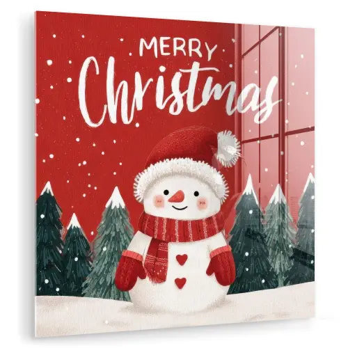 Kerstgroet - Sneeuw - Rood plexiglas 5mm klein -zzzproduct_nieuw