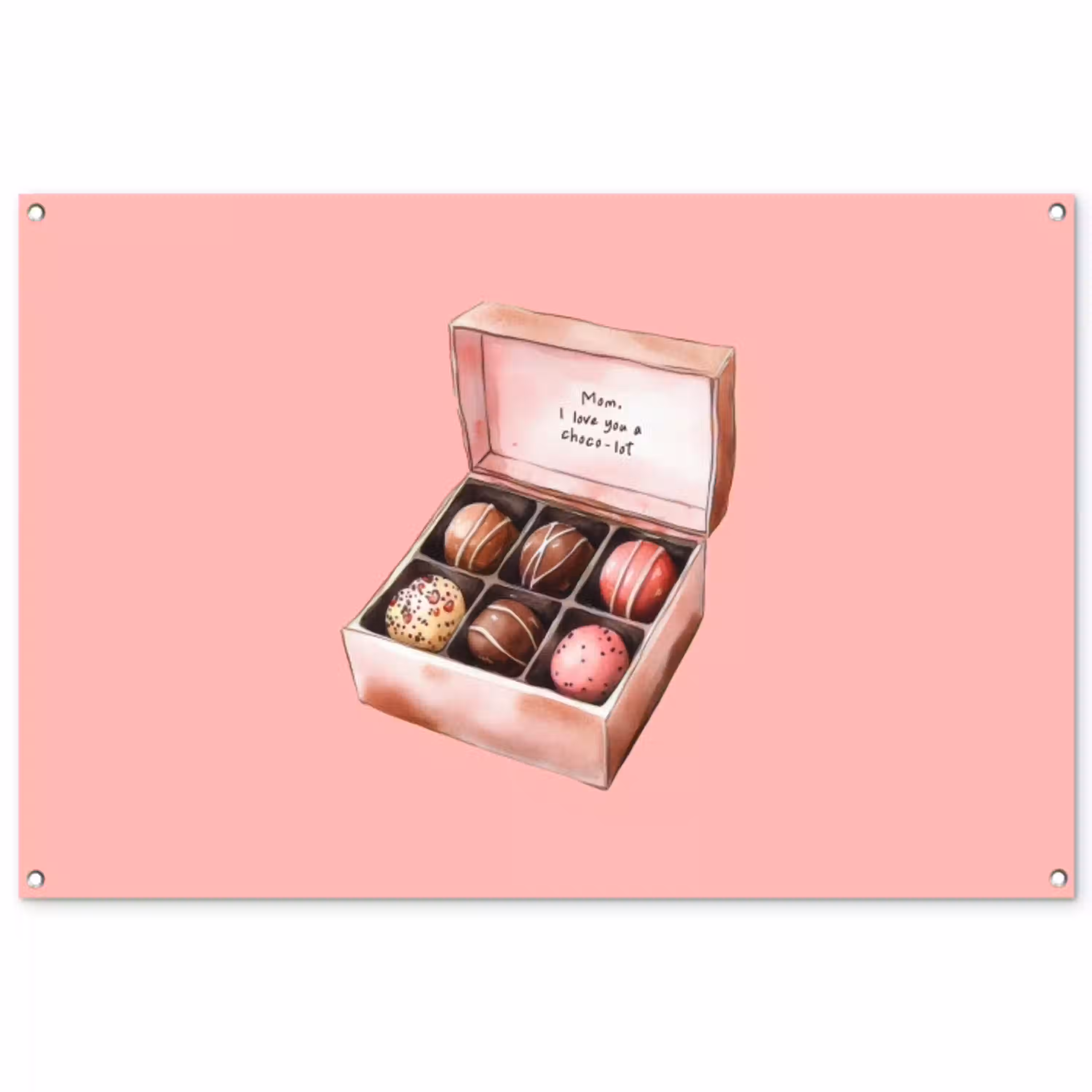 Doosje - Bonbons - Liefdevolle - Tekst tuinposter los doek groot -3d