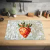 Aardbei - Rood - Mozaïek - Fruit Inductie beschermer vinyl 3mm klein -sfeer5