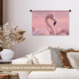 Flamingo - Portret - Roze Wandkleed katoen klein -sfeer1