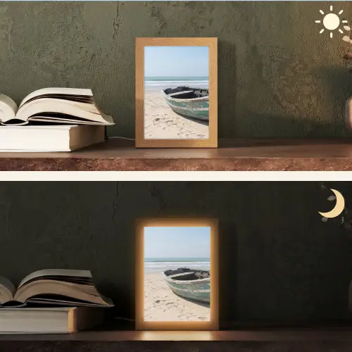 Boot - Zandstrand - Zee Light Box met kabel (Tafellamp) klein -sfeer3