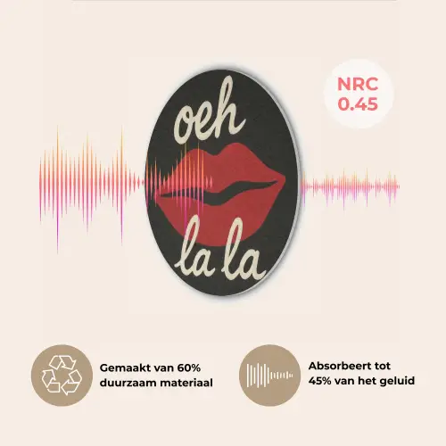 Lip - Rood - Quote Akoestische PET Vilt - Rond klein -USP_NL