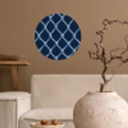 Visnet - Touw - Patroon - Marineblauw Wandcirkel behangsticker klein 186 -sfeer1