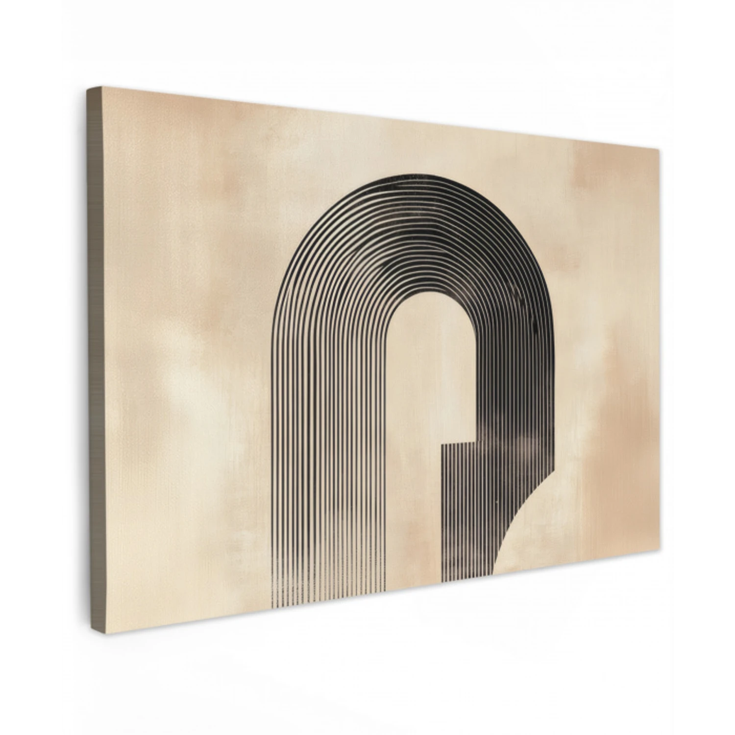 Boog -  Strepen - Minimalistisch - Zwart Tuinposter op houten frame 2 cm dik klein -3d