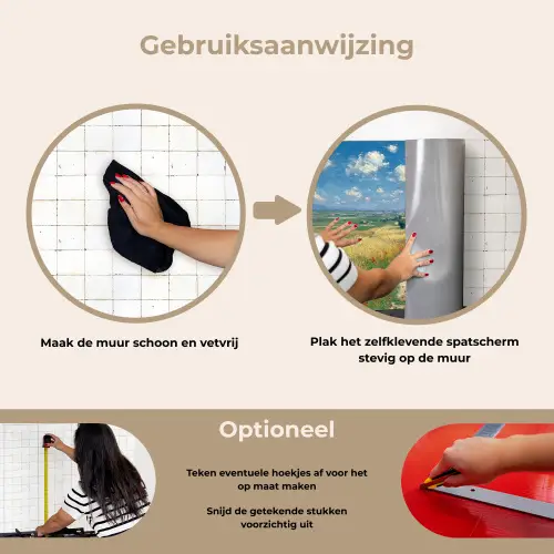 Zandpad - Huis - Bomen - Grasveld keuken achterwand spatscherm klein -gebruiksaanwijzing_NL