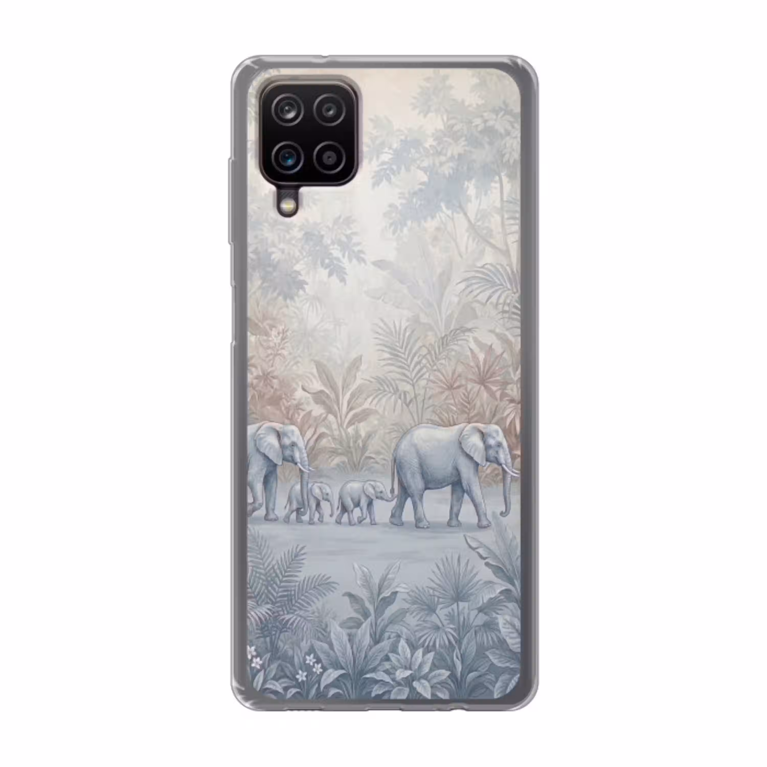Olifant - Familie - Jungle - Illustratie - Grijs Telefoonhoesje Samsung Galaxy A12 klein -3d