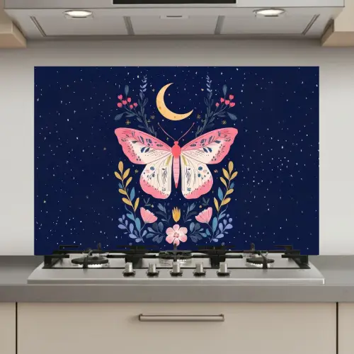 Vlinder - Maan - Bloemen - Sterrenhemel keuken achterwand spatscherm klein -3d_website