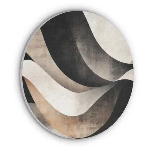 Abstract - Golven - Zwart - Verweerd Akoestische PET Vilt - Rond klein -3d