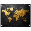 Wereldkaart - Goud - Steen tuinposter los doek klein -3d