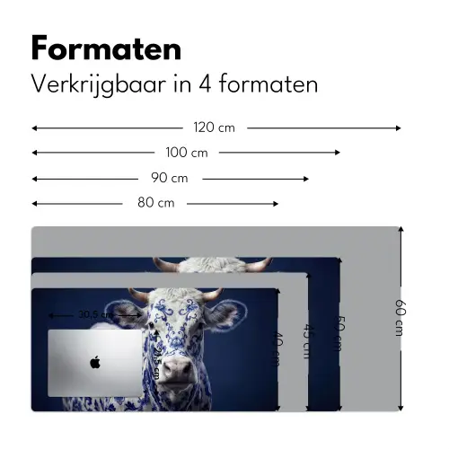 Koe - Delfts - Blauw - Artistiek Muismat XXL klein -sfeer5