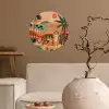 Tijger - Kleurrijk - Palmen - Cactus Wandcirkel behangsticker klein -sfeer1