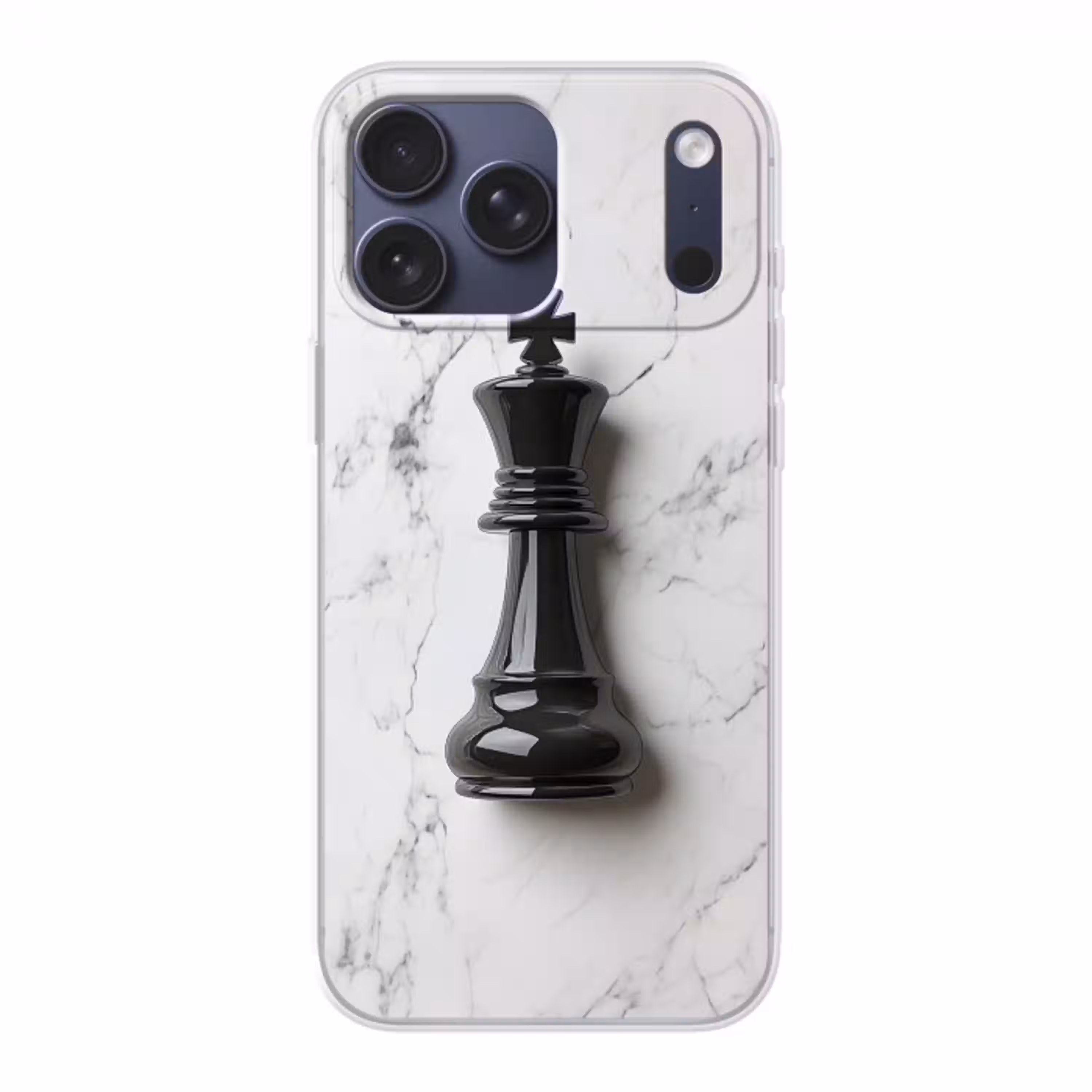Schaakstuk - Koning - Zwart - Marmer Telefoonhoesje iPhone 17 Pro Max klein -3d