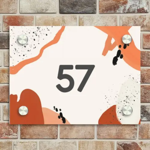 Abstract oranje - Traditioneel Naambord Rechthoek middel -sfeer3