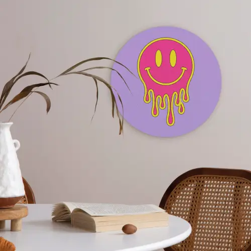 Smiley - Drip - Neon Akoestische PET Vilt - Rond klein -sfeer3