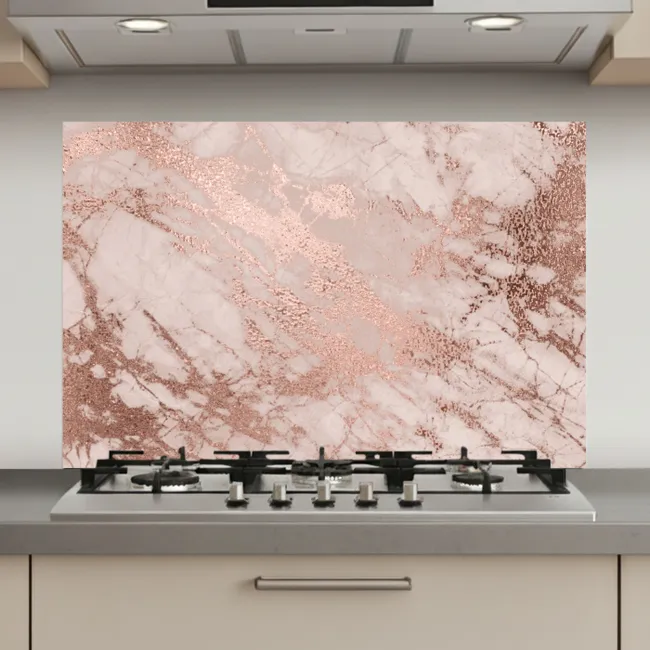 Marmer - Roze - Luxe - Marmerlook - Glitter - Design keuken achterwand spatscherm klein -3d_website