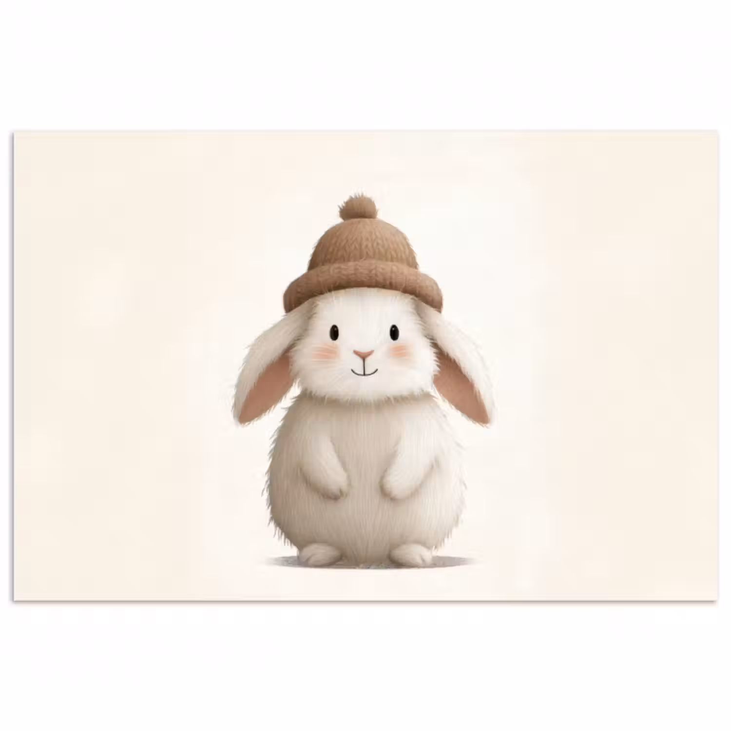 Poster - Kaninchen - Hut - Ohren - Beige