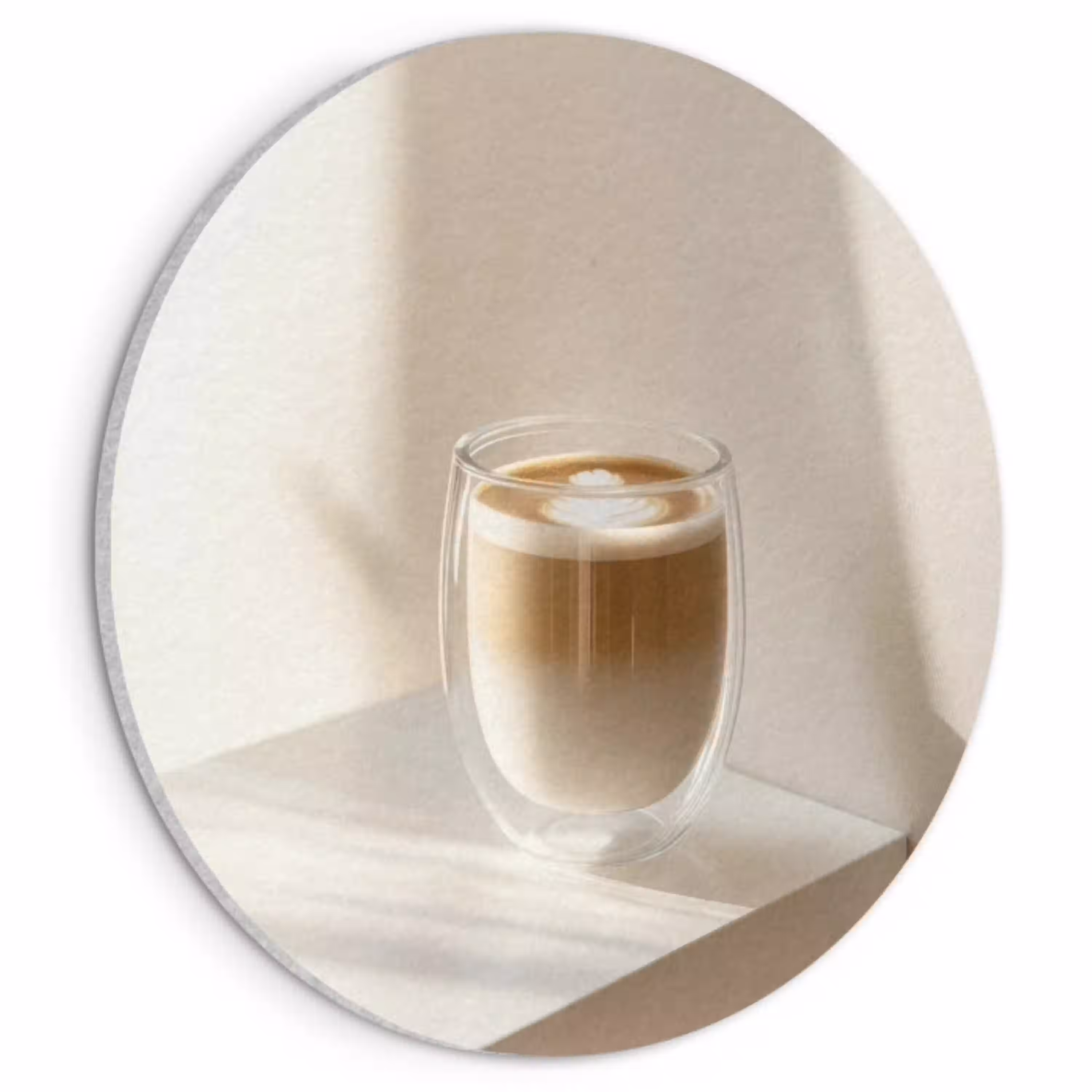 Mok - Latte - Minimalistisch - Schaduw Akoestische PET Vilt - Rond klein -3d