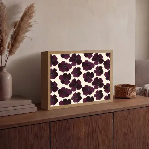 Bloemen - Aquarel - Paars Light Box met batterij (Wandlamp) middel 907 -sfeer2