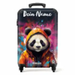 Panda met Oranje Jas en Verfspetters NBS - Handbagage koffer - Kinderen Unisex middel -productfoto_recht