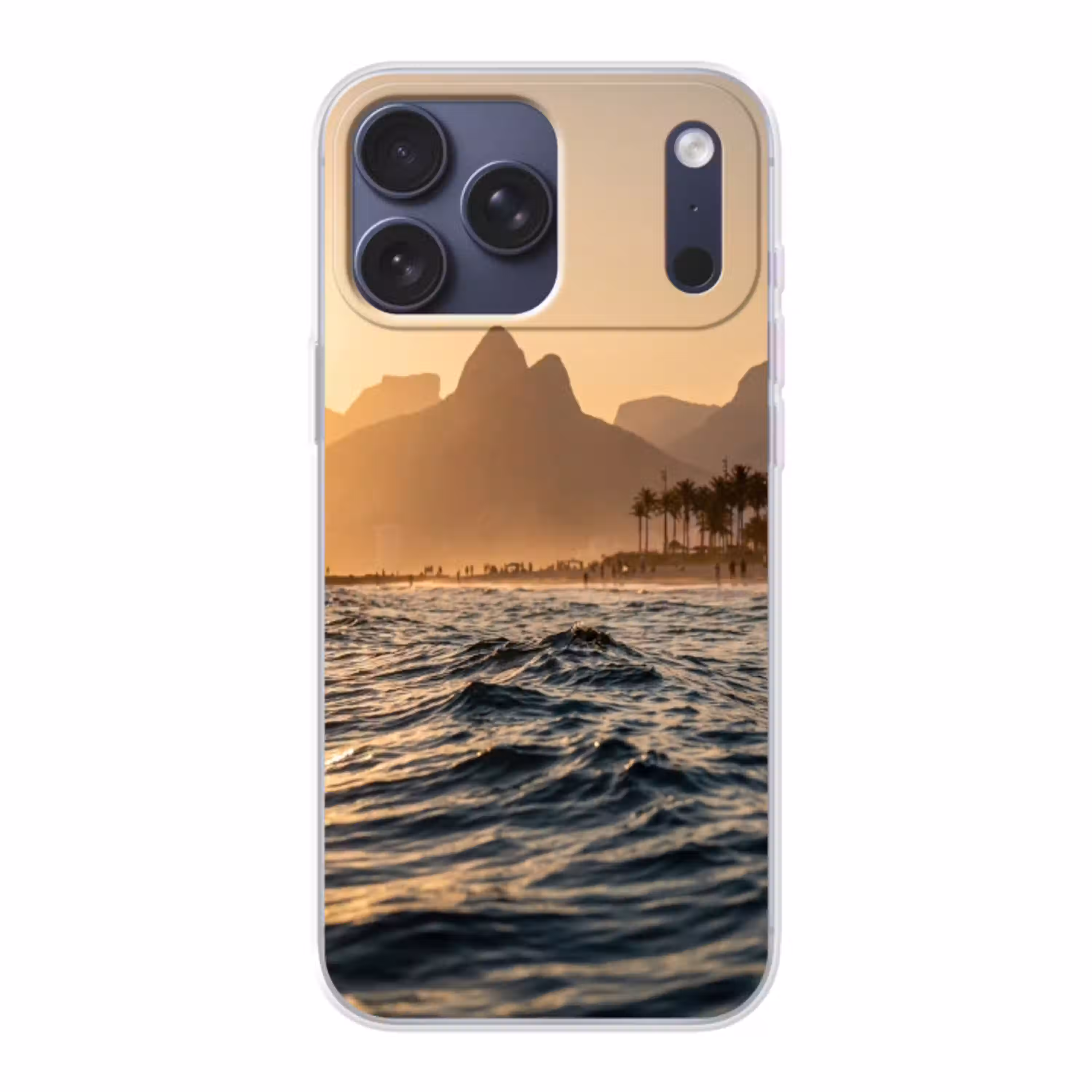Zee - Golven - Zonsondergang - Kust - Goud Telefoonhoesje iPhone 17 Pro Max klein -3d