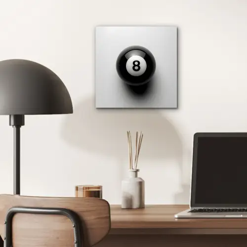 Biljartbal - Getal - Acht - Wit aluminium wit klein -sfeer5