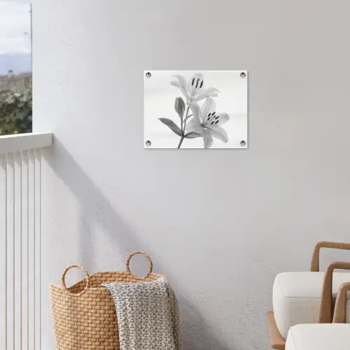 Lelies - Elegant - Zwart - Wit tuinposter los doek klein -sfeer8