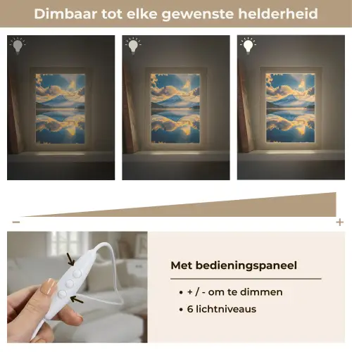 Berg - Rivier - Zonsondergang Light Box met kabel (Tafellamp) klein -USP_dimbaarNL
