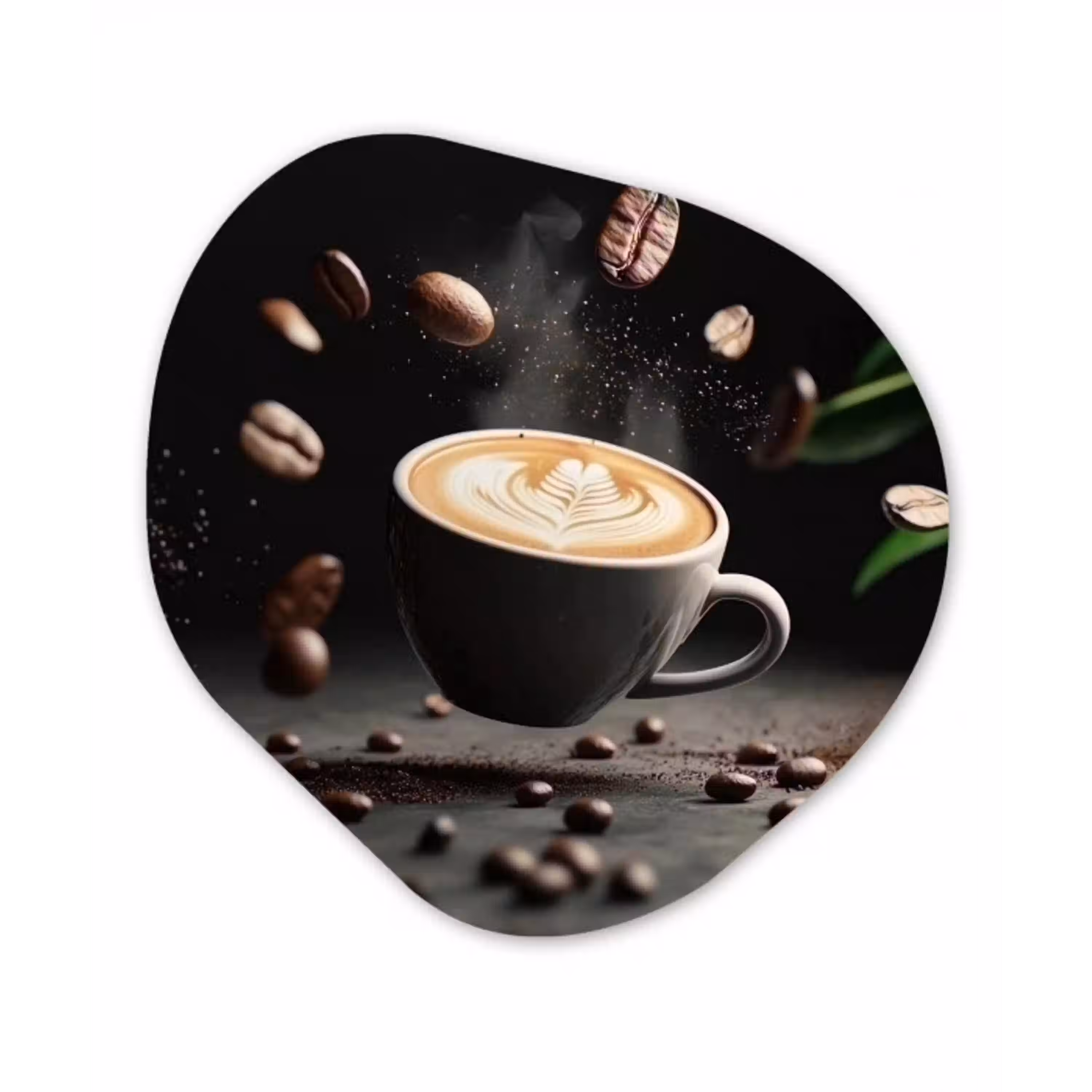 Cappuccino - Kop - Bonen - Bruin Wandcirkel Organisch Plexiglas middel -3d