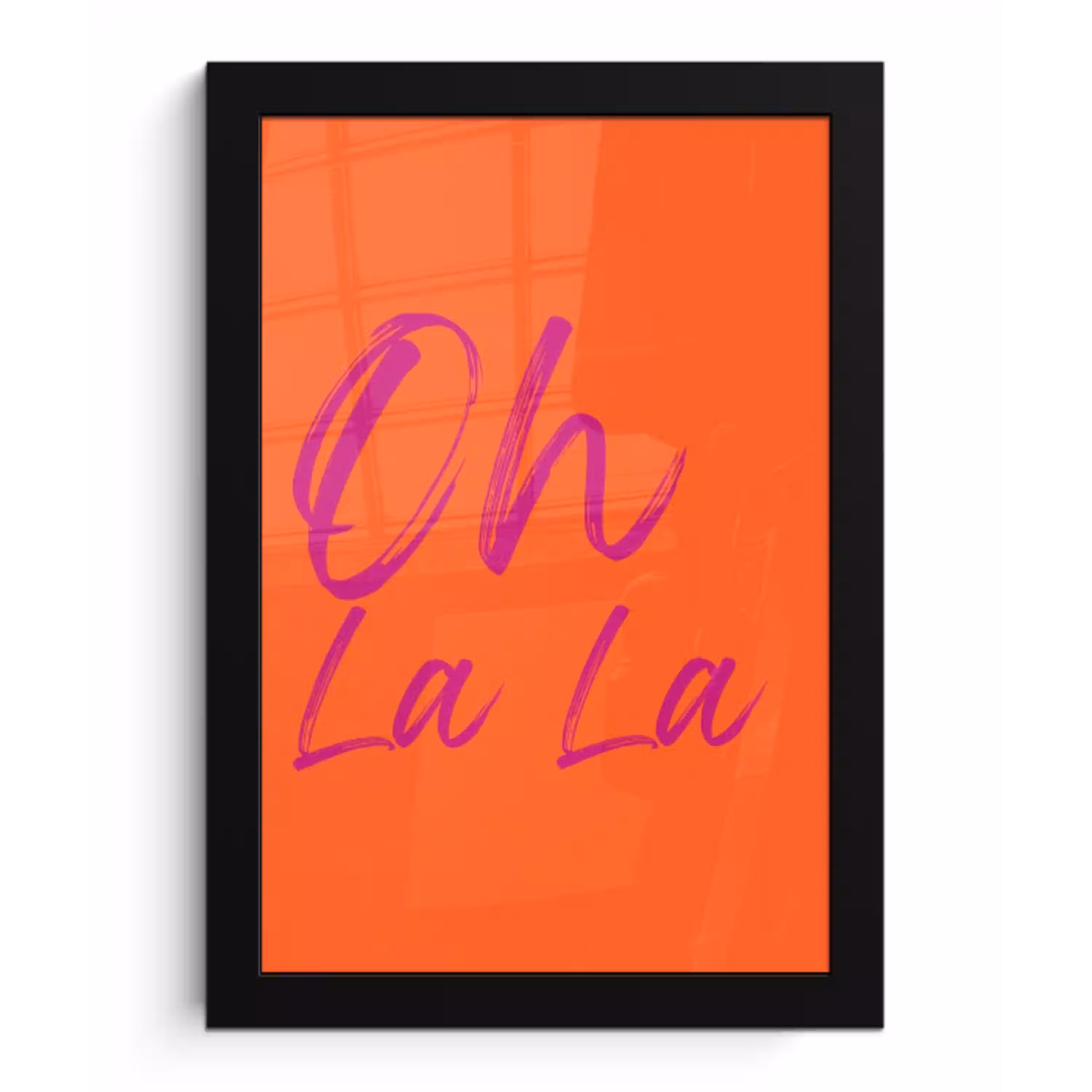 Oh la la - Oranje - Roze - Grafisch fotolijst zwart zonder passe partout klein -3d