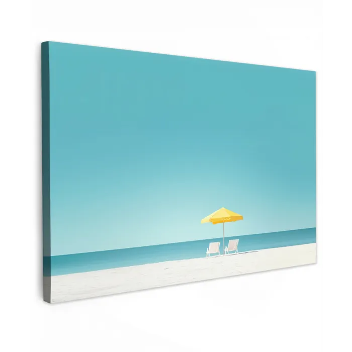 Strand - Blauwe lucht - Geel - Parasol canvas 2cm klein -z3d