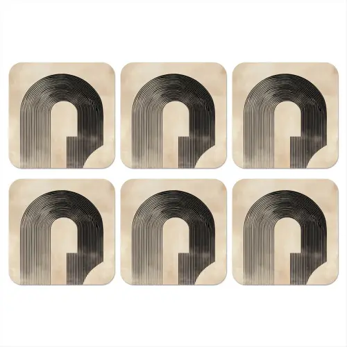 Boog -  Strepen - Minimalistisch - Zwart onderzetter kurk middel -3d