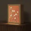 Bloemen - Wit - Subtiel - Roestkleur Light Box met kabel (Tafellamp) klein -z3d_website