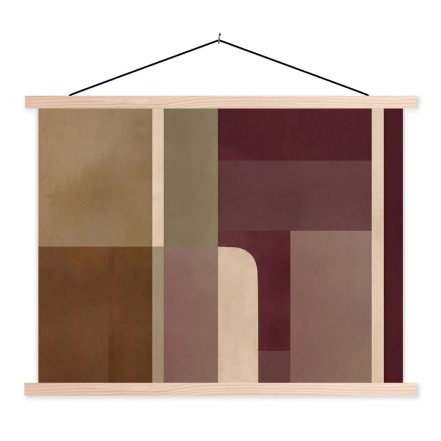 Vlakken - Abstract - Bordeaux - Lijnen textielposter latten blank klein -3d