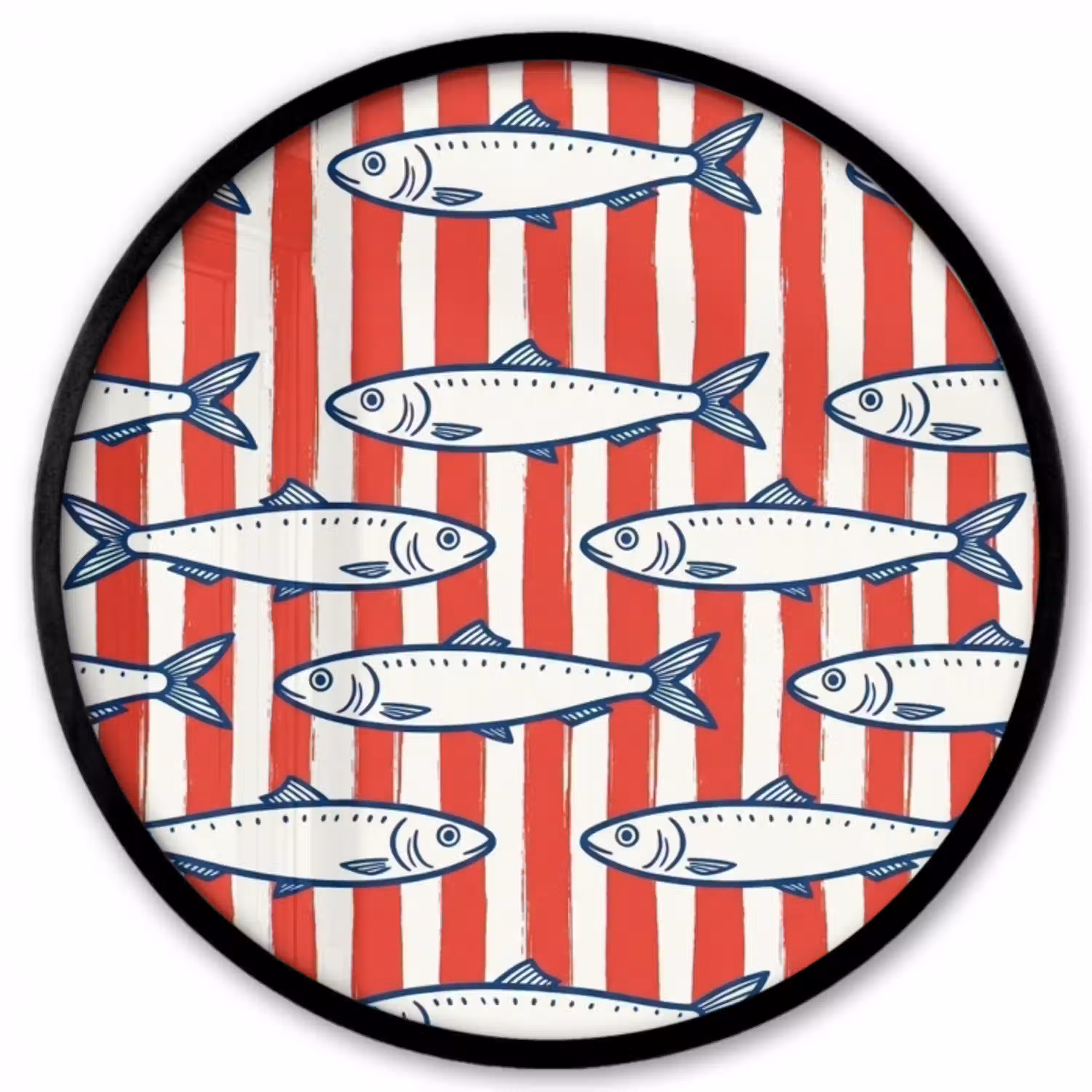 Vis - Patroon - Strepen - Illustratie - Rood Fotolijst rond zonder passe partout klein -3d