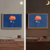 Bloem - Oranje - Bladeren Light Box met batterij (Wandlamp) middel -sfeer3