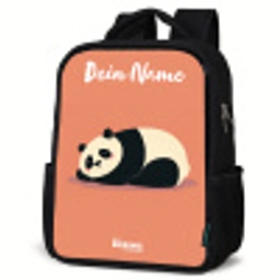 Panda - Slapen - Oranje Rugzak - Zwart middel -schuin