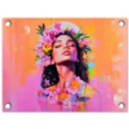 Portret - Bloemenkroon - Vrouw tuinposter los doek klein -3d