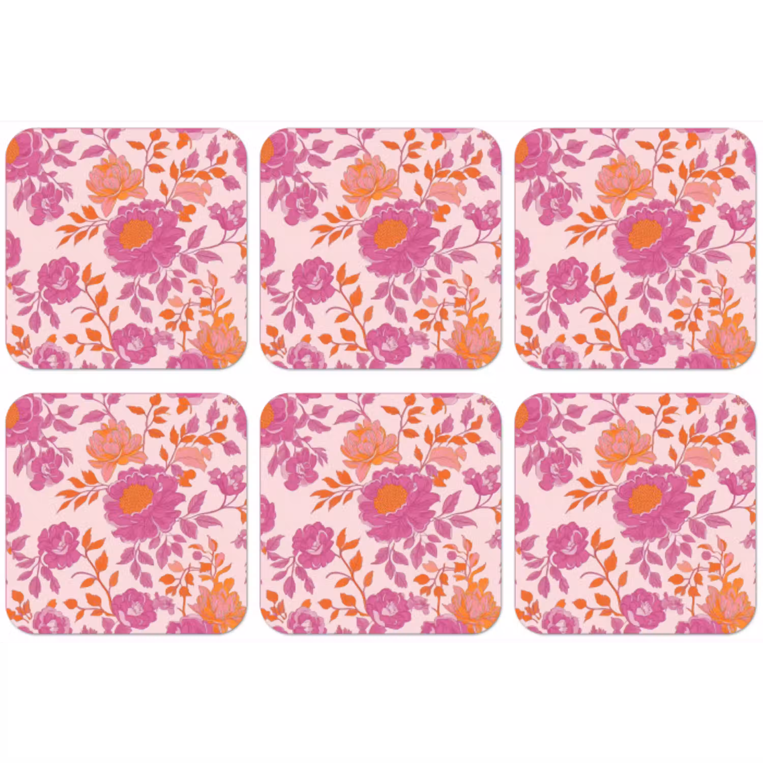 Bloemenpatroon - Roze - Oranje - Bloemen onderzetter kurk middel -zkaufland3dotto